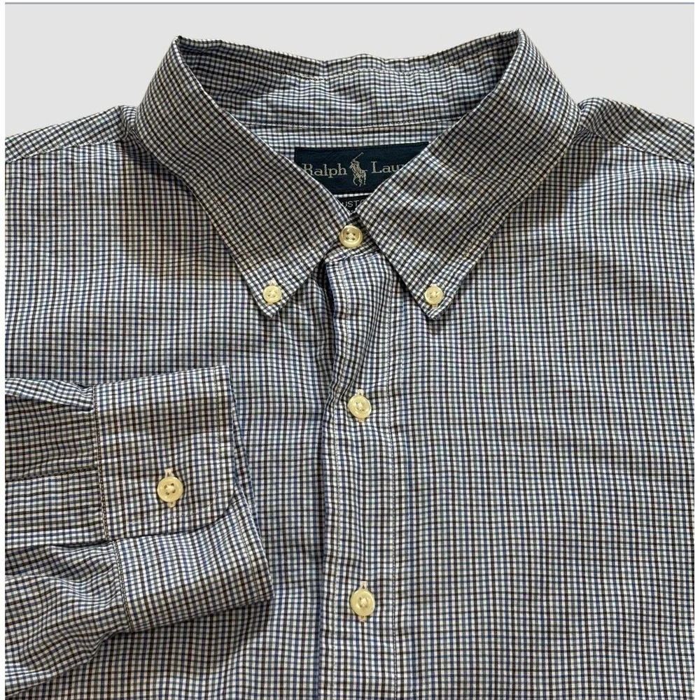 Ralph Lauren Men's 2XL Long Sleeve Button Down Shirt Custom Fit Check Print